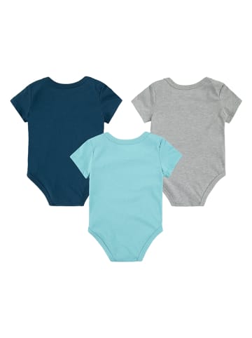 Converse 3-delige set: rompers donkerblauw/lichtblauw/grijs