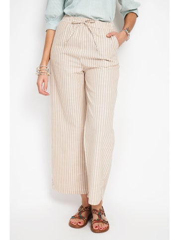 William de Faye Spodnie w kolorze beżowo-białym