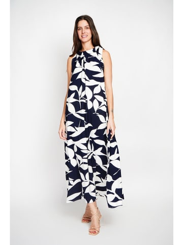 William de Faye Kleid in Dunkelblau/ Weiß