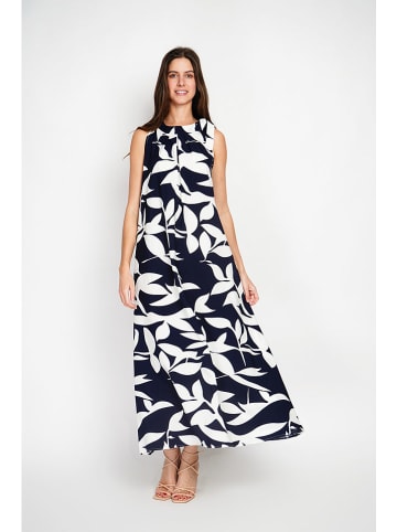 William de Faye Kleid in Dunkelblau/ Weiß