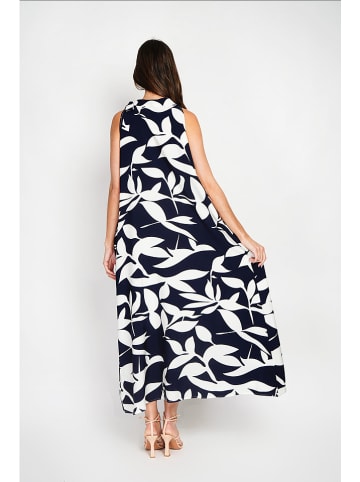 William de Faye Kleid in Dunkelblau/ Weiß