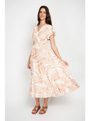 William de Faye Kleid in Beige/ Weiß