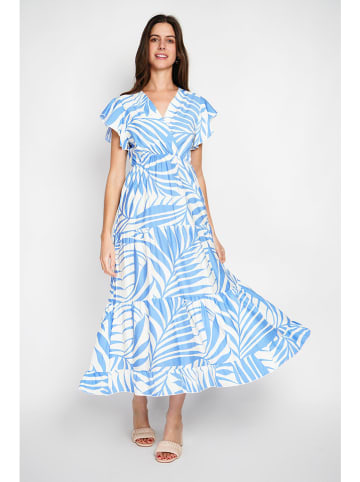 William de Faye Kleid in Hellblau/ Weiß