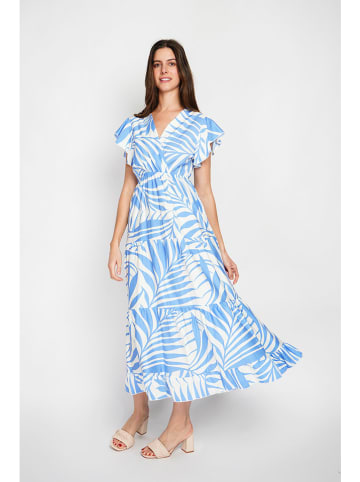 William de Faye Kleid in Hellblau/ Weiß