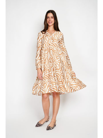 William de Faye Kleid in Beige/ Weiß