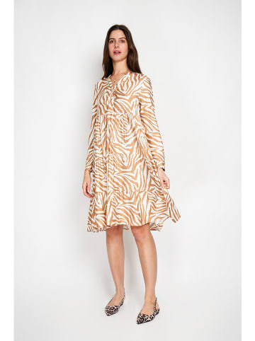 William de Faye Kleid in Beige/ Weiß