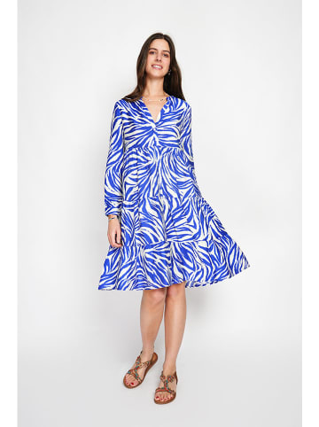 William de Faye Kleid in Blau/ Weiß