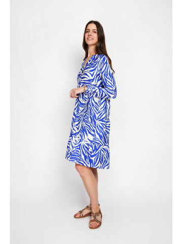 William de Faye Kleid in Blau/ Weiß