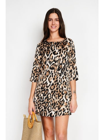 William de Faye Sukienka w kolorze jasnobrązowo-biało-czarnym