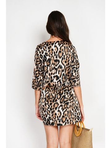 William de Faye Kleid in Schwarz/ Hellbraun/ Weiß