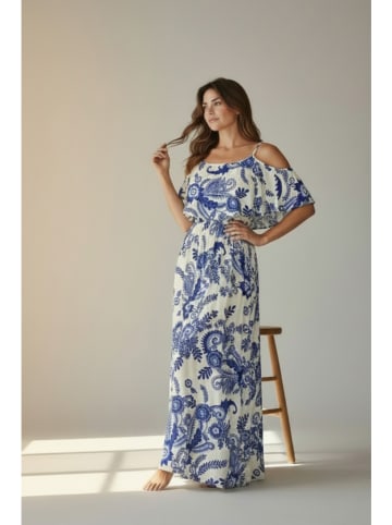 William de Faye Kleid in Blau/ Weiß