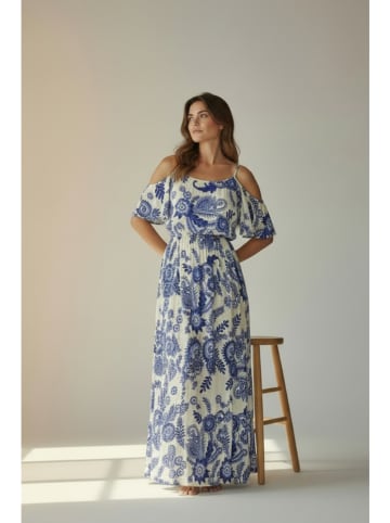 William de Faye Kleid in Blau/ Weiß