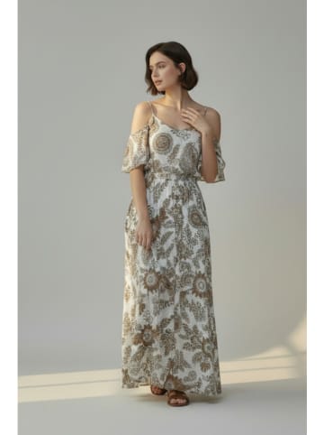 William de Faye Kleid in Hellbraun/ Weiß