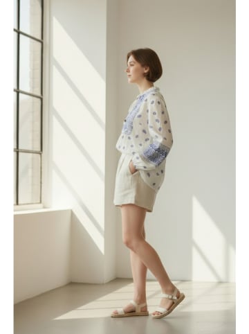 William de Faye Bluse in Weiß/ Blau