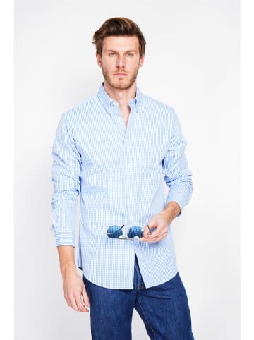 William de Faye Blouse lichtblauw/wit