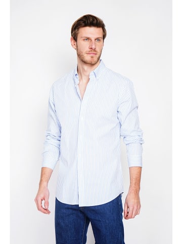 William de Faye Blouse lichtblauw/wit