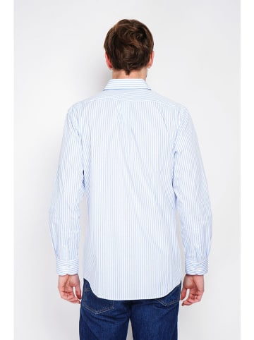 William de Faye Blouse lichtblauw/wit