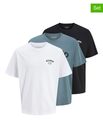 Jack & Jones 3-delige set: shirts "Yuki" zwart/cyaan/wit