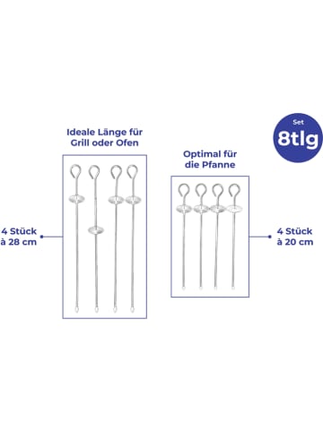 Maximex 8-delige set: roestvrijstalen grillspiezen
