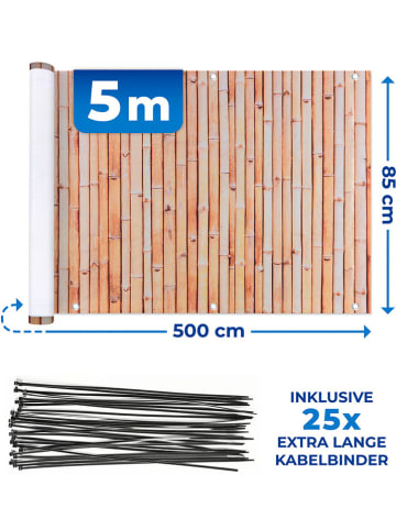 Wenko Balkon-privacyscherm lichtbruin - (B)500 x (H)85 cm