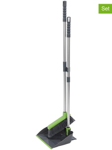 Wenko 2tlg. Kehrset in Grün/ Anthrazit - (B)26 x (H)83,5 x (T)24 cm