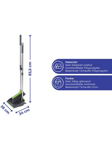 Wenko 2tlg. Kehrset in Grün/ Anthrazit - (B)26 x (H)83,5 x (T)24 cm