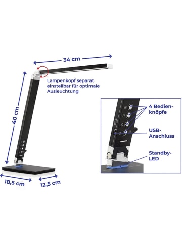 Wenko Lampa stołowa LED w kolorze czarnym  - 34 x 40 cm