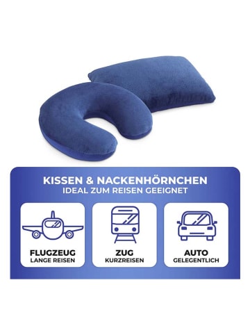 Wenko 2-in-1 reiskussen blauw - (B)23 x (H)10 x (D)20 cm