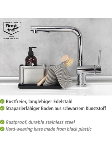 Wenko Spülorganizer "Orio" in Silber/ Schwarz - (B)21 x (H)10,5 x (T)12 cm