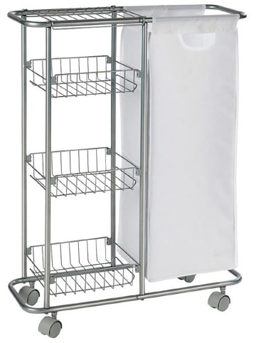 Wenko Trolley "Slim" chroomkleurig/wit - (B)58 x (H)80 x (D)20 cm