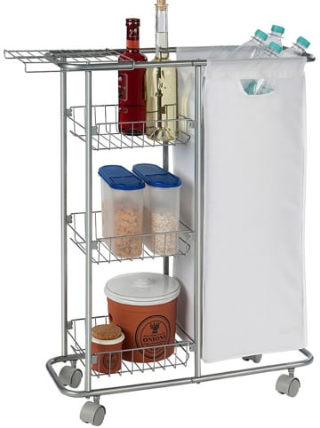 Wenko Sammelwagen "Slim" in Chrom/ Weiß - (B)58 x (H)80 x (T)20 cm