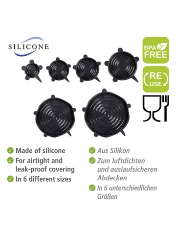 Wenko 6-delige set: siliconen deksels "Loui" zwart