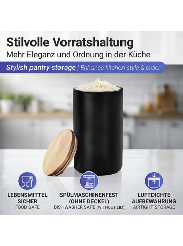 Wenko Aufbewahrungsdose "Mio" in Schwarz/ Hellbraun - (H)19 cm