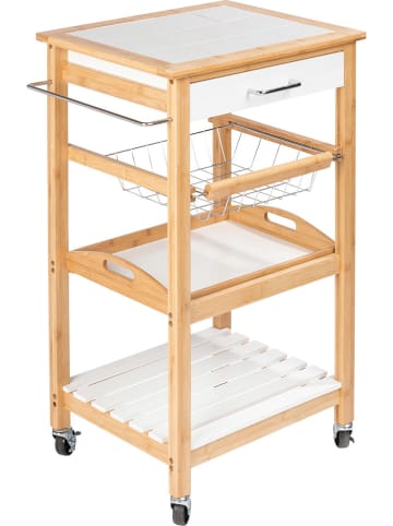 Wenko Küchenwagen "Finja" in Bambus/ Weiß - (B)49 x (H)81 x (T)38 cm
