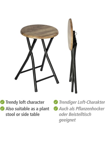 Wenko Hocker "Forio" in Natur/ Schwarz - (H)46 x Ø 30 cm