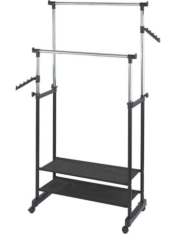 Wenko Kledingrek "All in" zwart/chroomkleurig - (H)125,5 x (D)43 cm