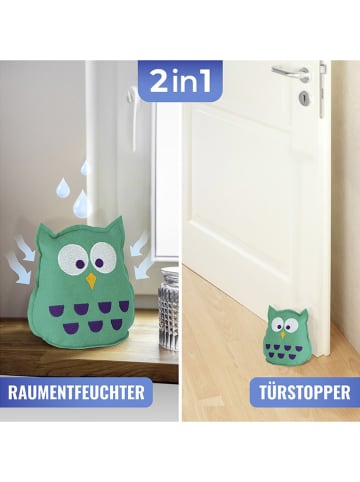Wenko 2in1 Türstopper und Raumluftentfeuchter in Grün - (B)15 x (H)18 x (T)9 cm