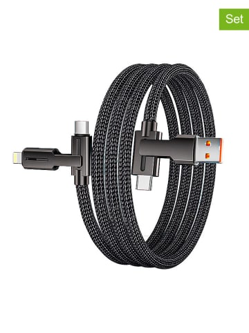 SWEET ACCESS 2er-Set: 3-in-1-Ladekabel in Schwarz - (L)1,2 m