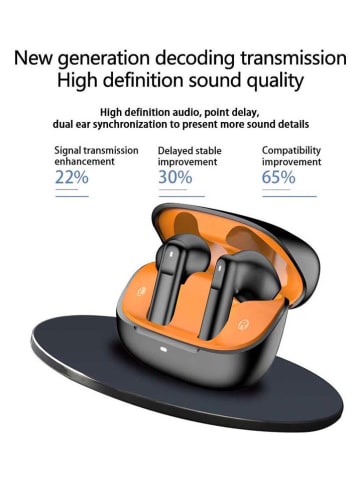 SWEET ACCESS Kabellose Bluetooth-In-Ear-Kopfhörer in Schwarz/ Orange