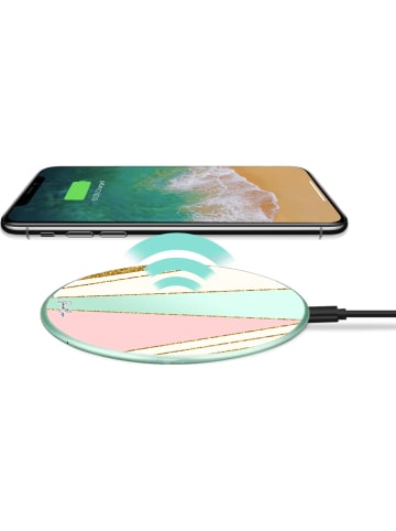 SWEET ACCESS Induktions-Ladestation "Formes Géometriques" in Türkis/ Rosa/ Gold