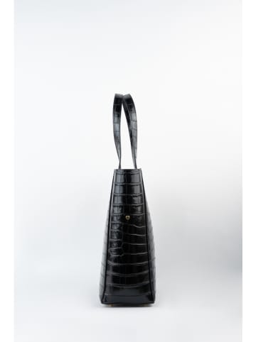 maison héritage PARIS Skórzany shopper bag "Runa" w kolorze czarnym - 28 x 32 x 12 cm