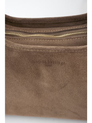 maison héritage PARIS Leder-Schultertasche "Isar" in Taupe - (B)36 x (H)16 x (T)11 cm