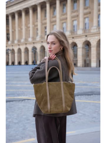 maison héritage PARIS Skórzany shopper bag "Aurora" w kolorze szarobrązowym - 24 x 27 x 14 cm