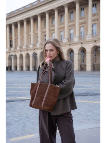 maison héritage PARIS Skórzany shopper bag "Aurora" w kolorze jasnobrązowym - 24 x 27 x 14 cm