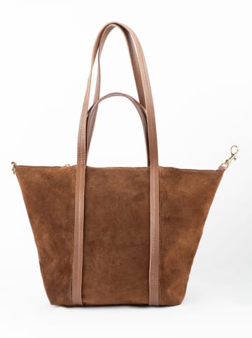 maison héritage PARIS Skórzany shopper bag "Aurora" w kolorze jasnobrązowym - 24 x 27 x 14 cm