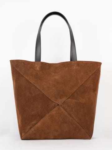 maison héritage PARIS Skórzany shopper bag "Cruza" w kolorze jasnobrązowym - 31 x 42 x 16 cm