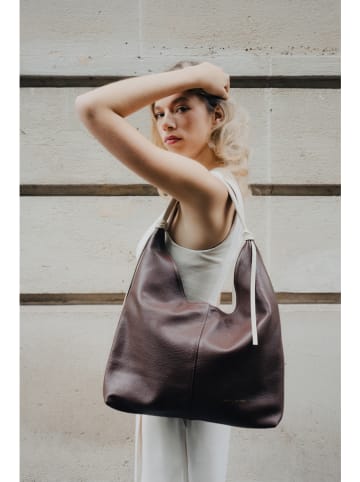 maison héritage PARIS Leder-Schultertasche "Tejo" in Braun/ Beige - (B)40 x (H)41 cm