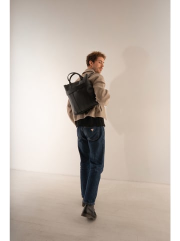 maison héritage PARIS Leder-Rucksack "Noel" in Schwarz - (B)38 x (H)36 x (T)10 cm