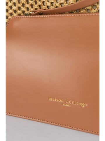 maison héritage PARIS Leder-Schultertasche "St Barths" in Hellbraun - (B)38 x (H)49 x (T)16 cm