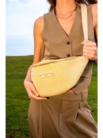 maison héritage PARIS Leren borstbuidel "Rachel Paille" beige - (B)35 x (H)18 x (D)15 cm